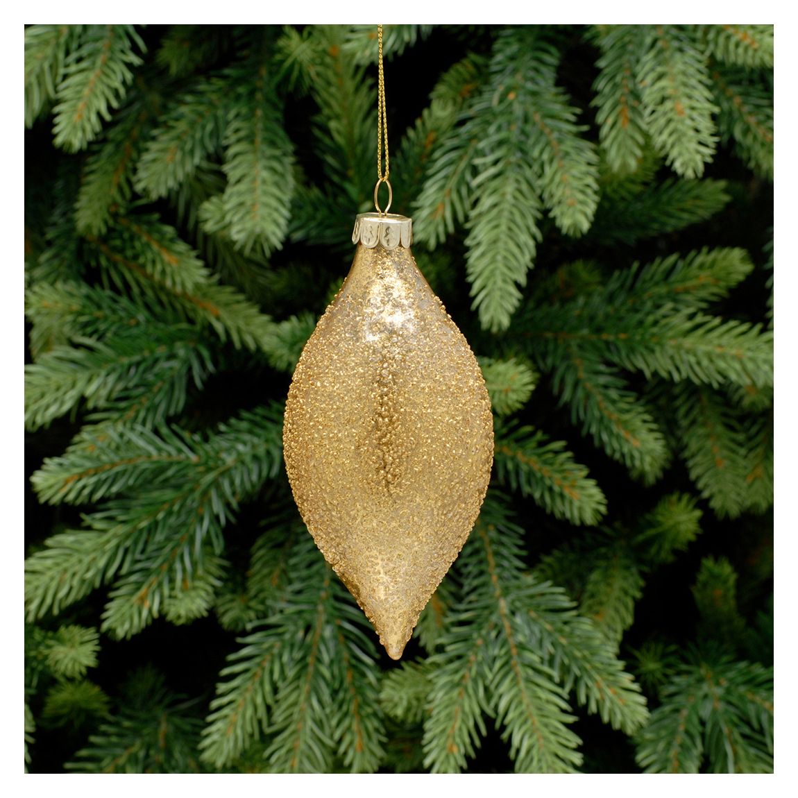 Set 6 Gold Crusted Glass Baubles, 13cm main product photo