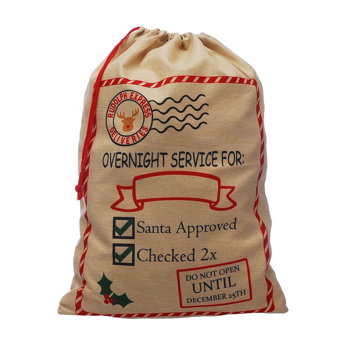 Set 2 Natural Linen Sack - Postal Stamp, 70cm main product photo