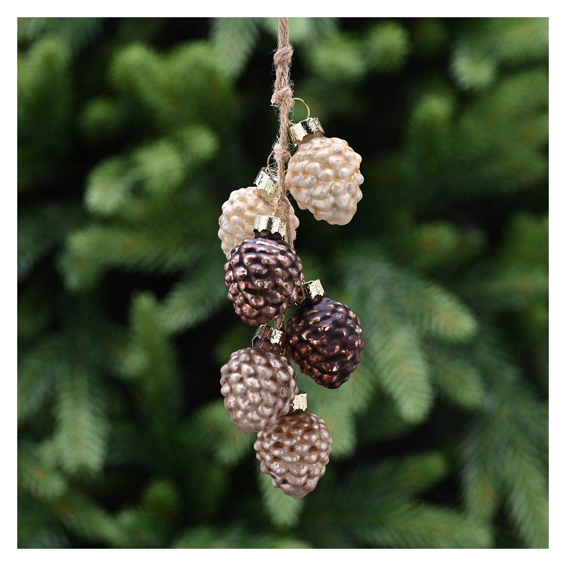 Set 4 Glass Pinecone Tree Decorations main product photo