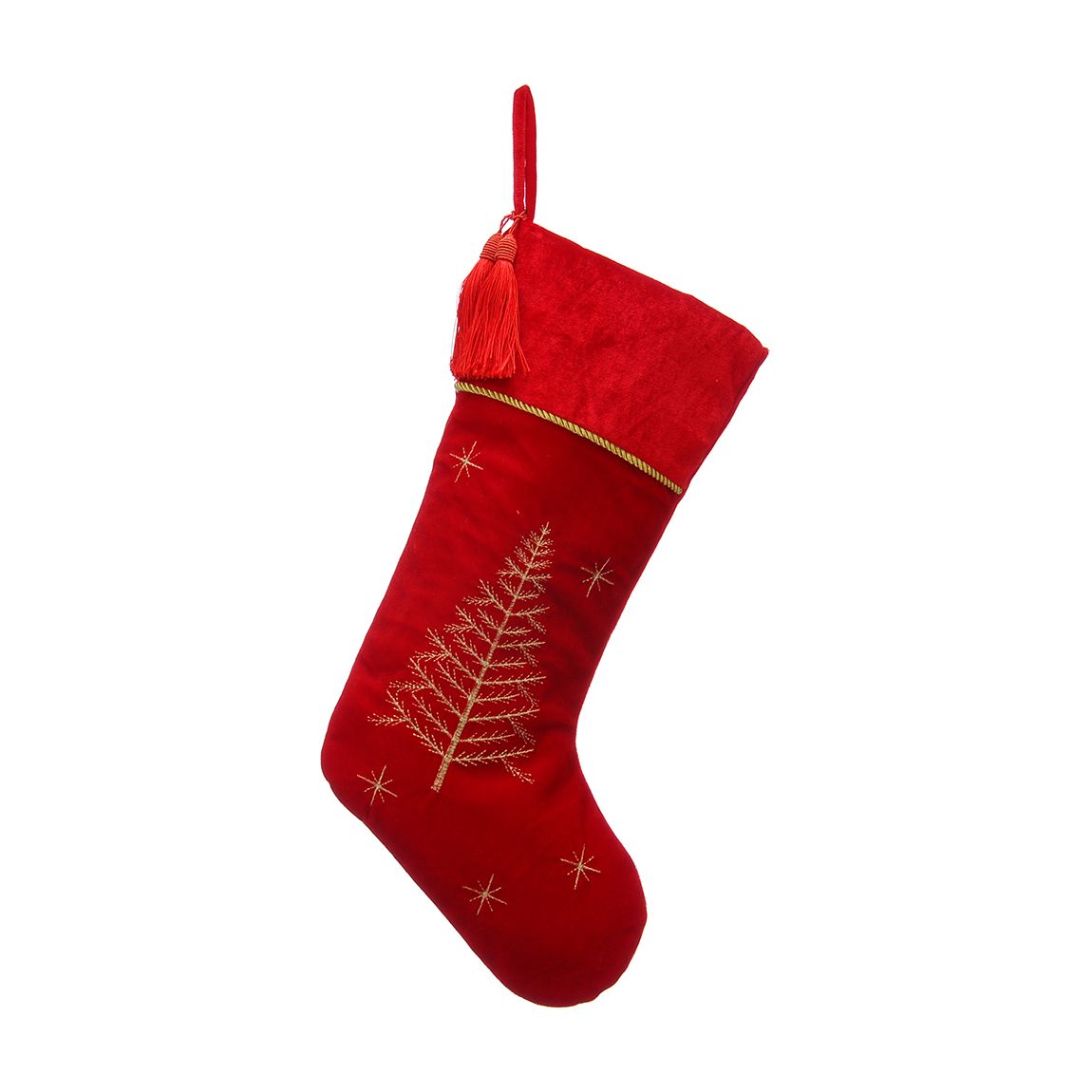 Set 2 Gold Tree Velvet Stocking, 46cm main product photo