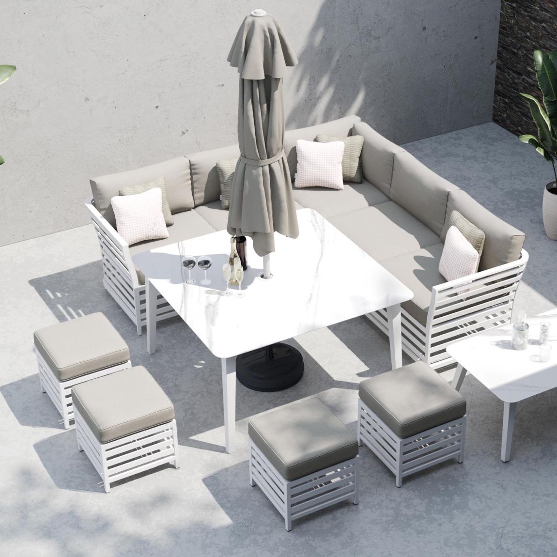 Salone 1D - Corner Sofa with Square Dining Table - White main product photo