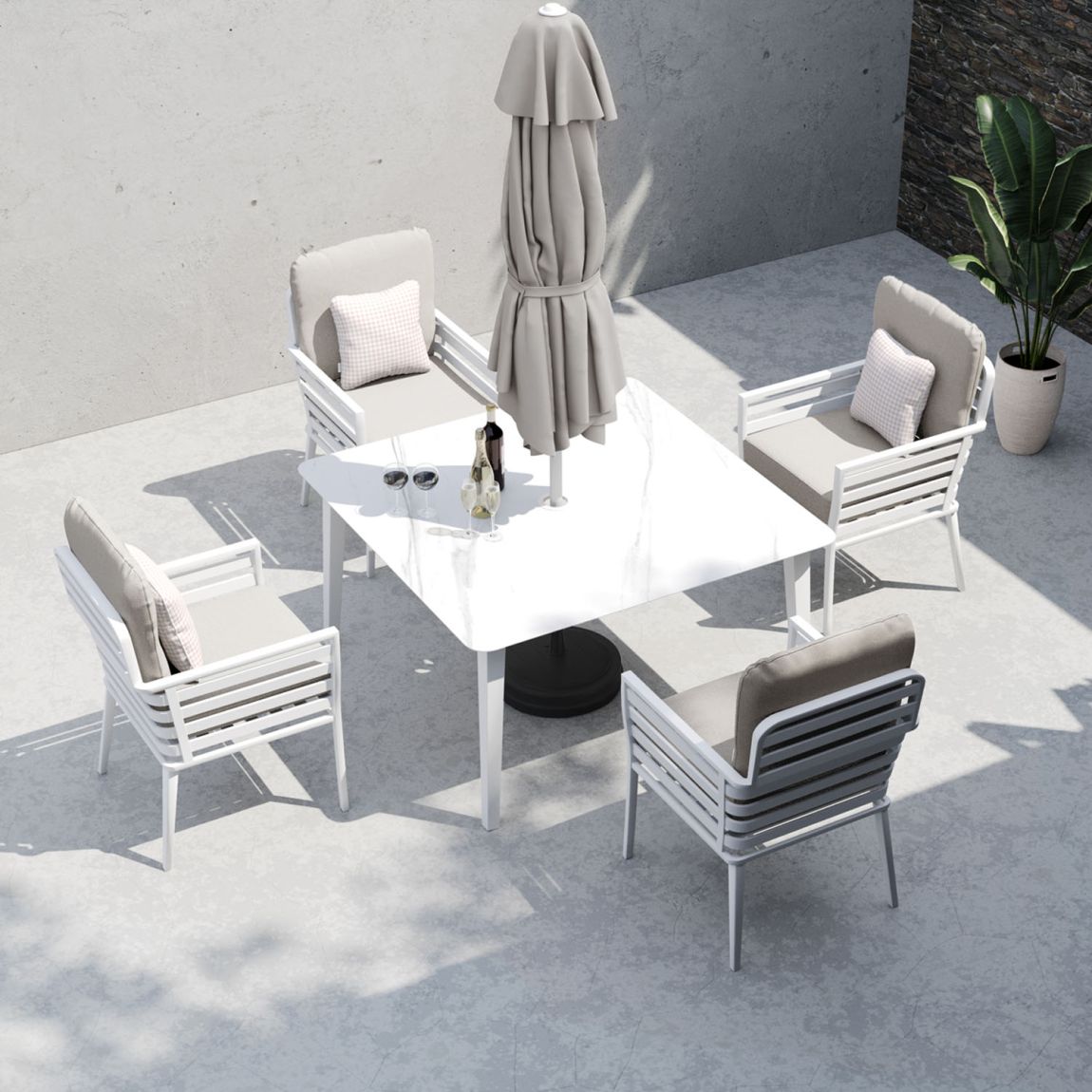 Salone 4S - 4 Seat Dining Table Set - White main product photo