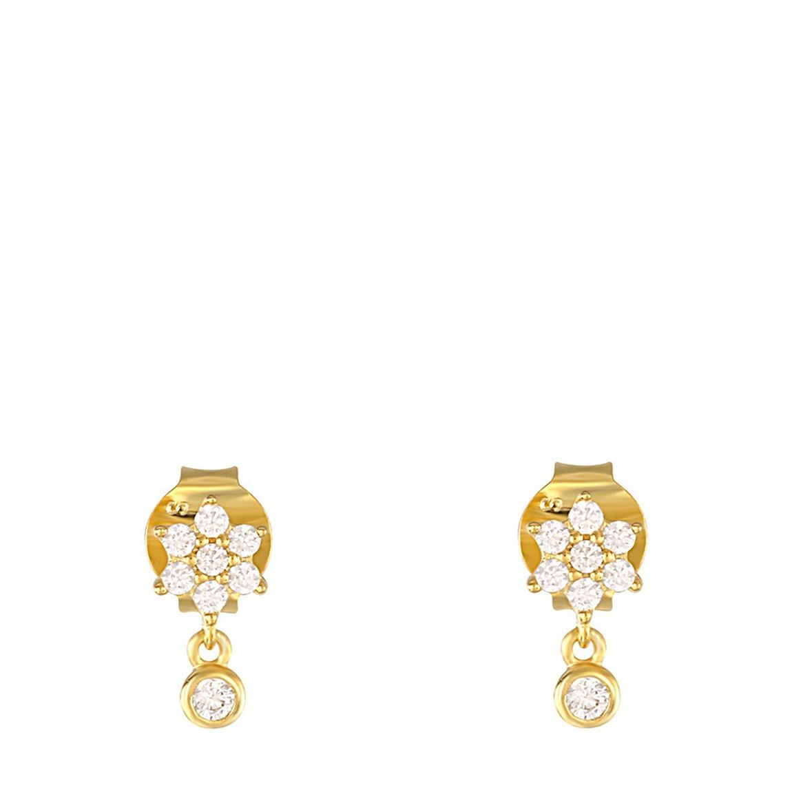 Gold Floral Swarovski Stud Drop Earrings main product photo