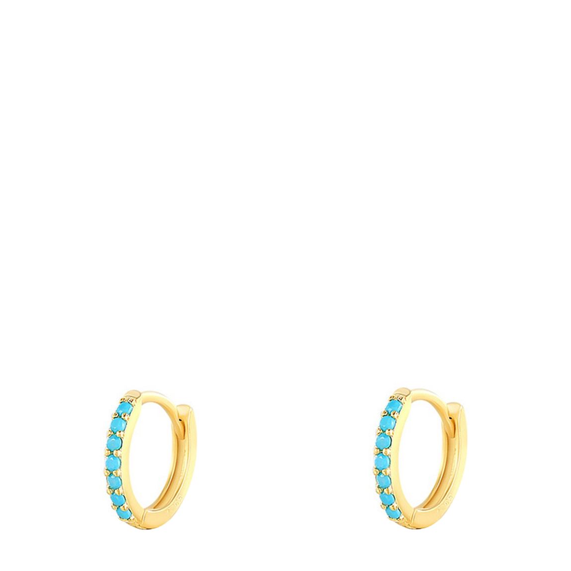 Gold Cyan Swarovski Crystal Sleeper Mini Hoops main product photo