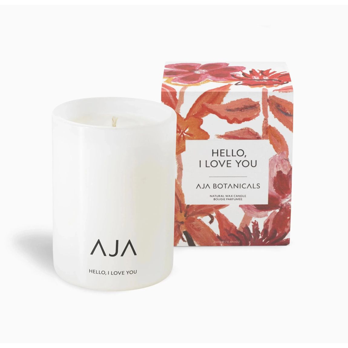 AJA Botanicals Hello, I Love You White Candle - Natural Essential Oils main product photo