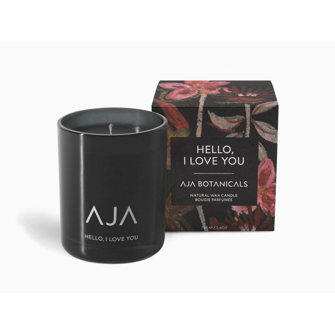AJA BOTANICALS Hello, I Love You Black Votive Candle with Essential Oils main product photo