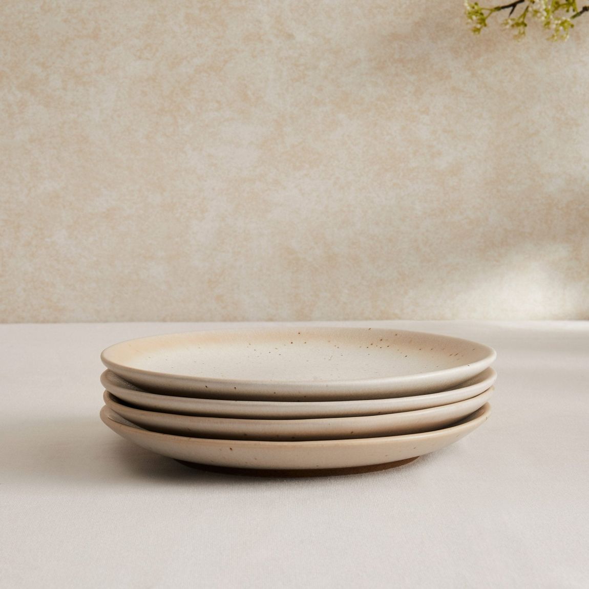 Alfredo Speckled Stoneware Set of 4 Side Plates - Natural main product photo