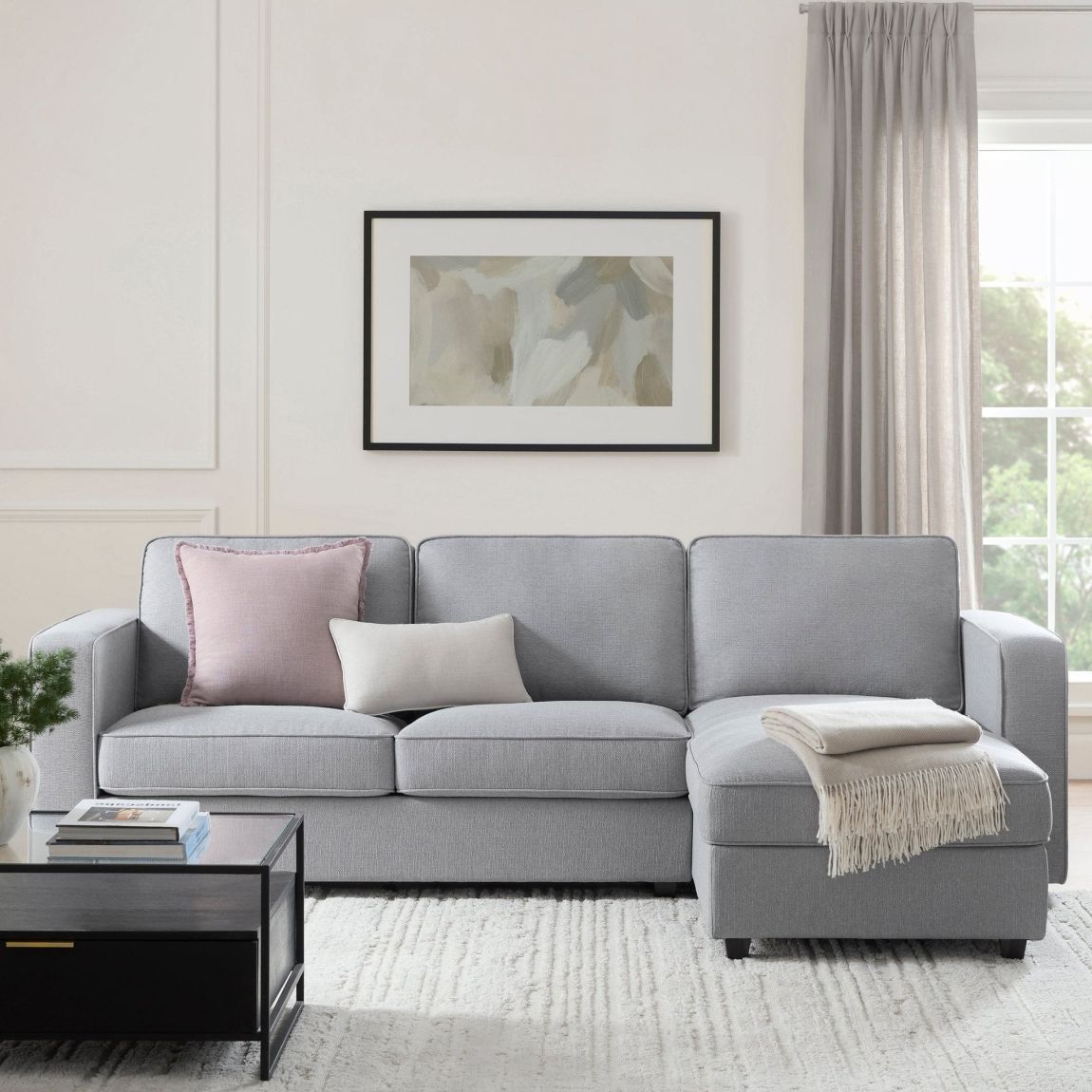Soho Right Hand Storage Chaise Sofa - Mid Grey main product photo