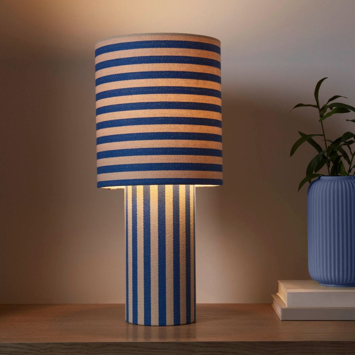 Lucia Striped Table Lamp - Blue/White main product photo