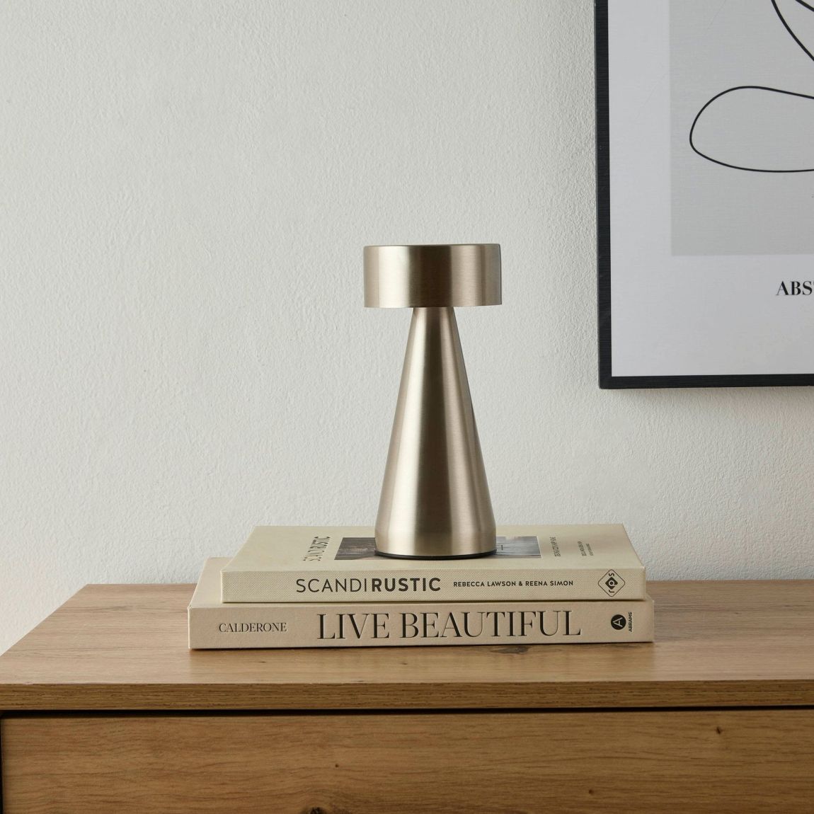 Zeta Mini LED Rechargeable Wireless Lamp - Satin Nickel main product photo
