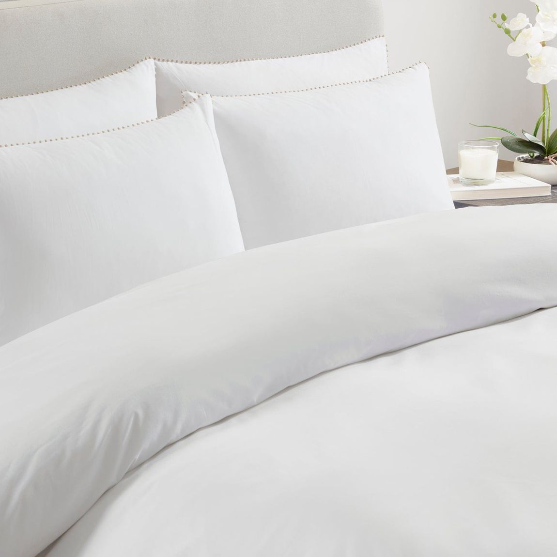 Girona 200TC Duvet Cover - White/Natural - Double main product photo