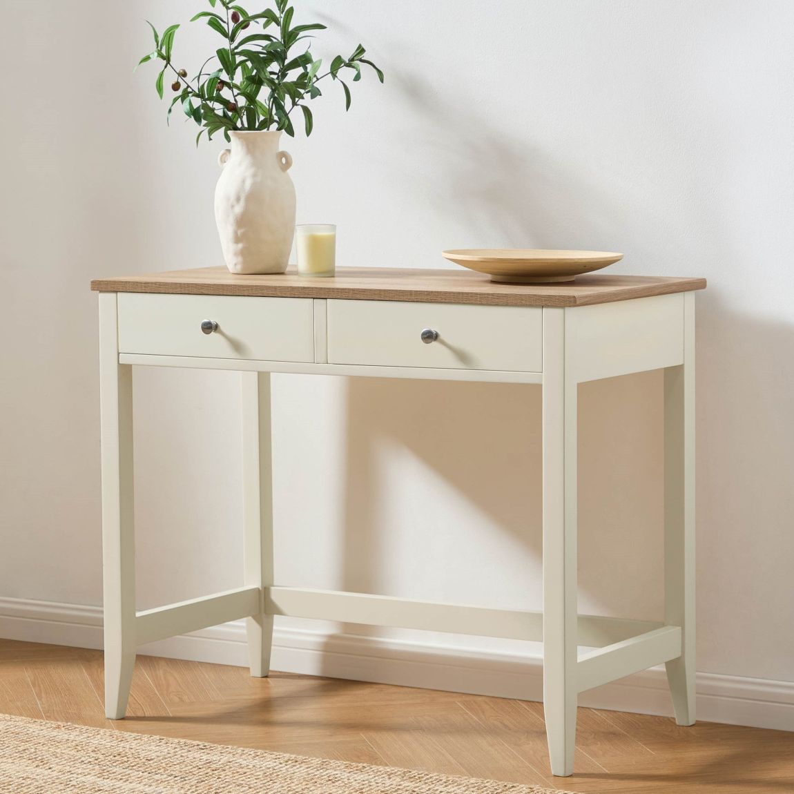 Nell Dressing Table Console - Cream - Brushed Silver Handle main product photo