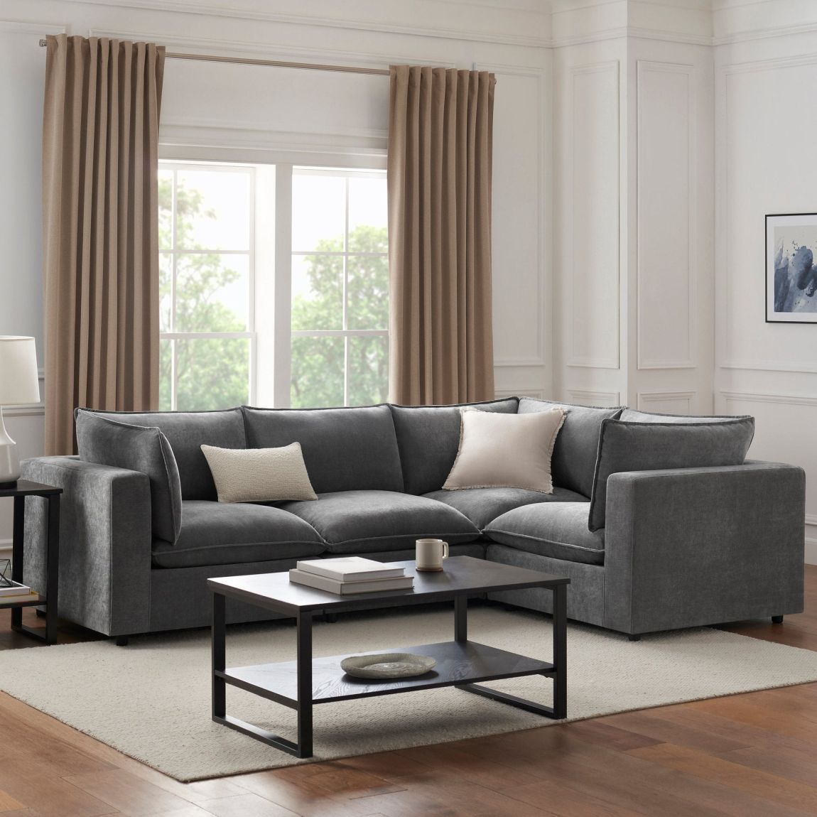 Boston Small Right Hand L-Shape Sofa - Grey main product photo