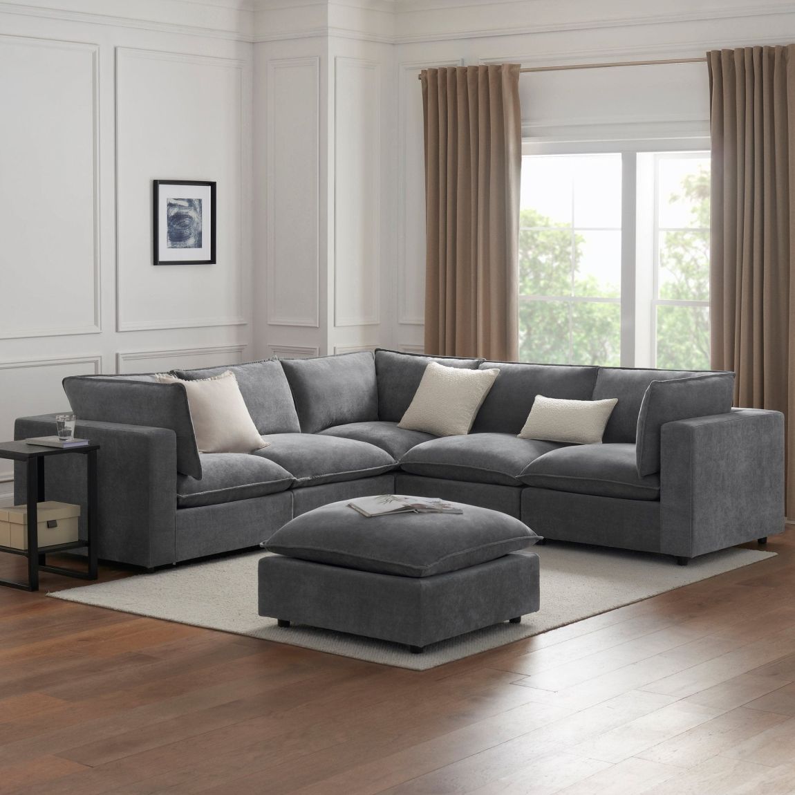 Boston Left Hand Corner Sofa - Grey main product photo