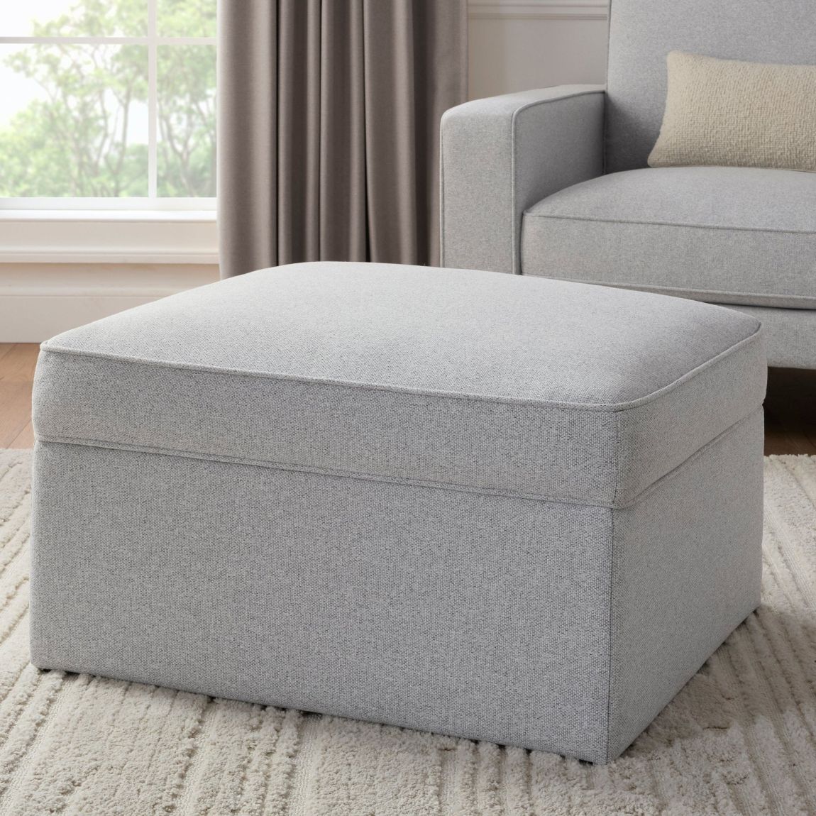 Soho Ottoman Storage Pouffe - Light Grey main product photo