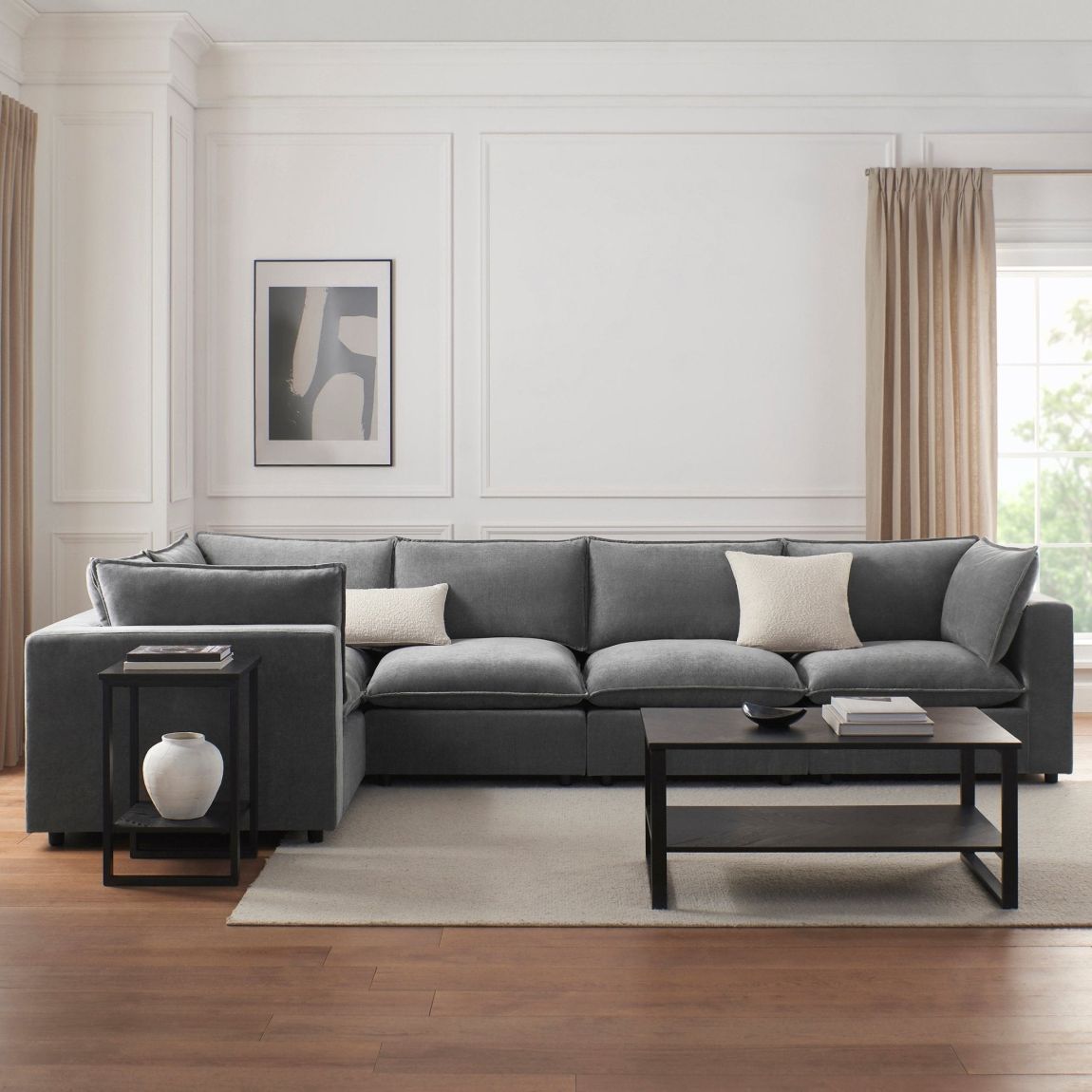 Boston Large Left Hand L-Shape Sofa- Grey main product photo