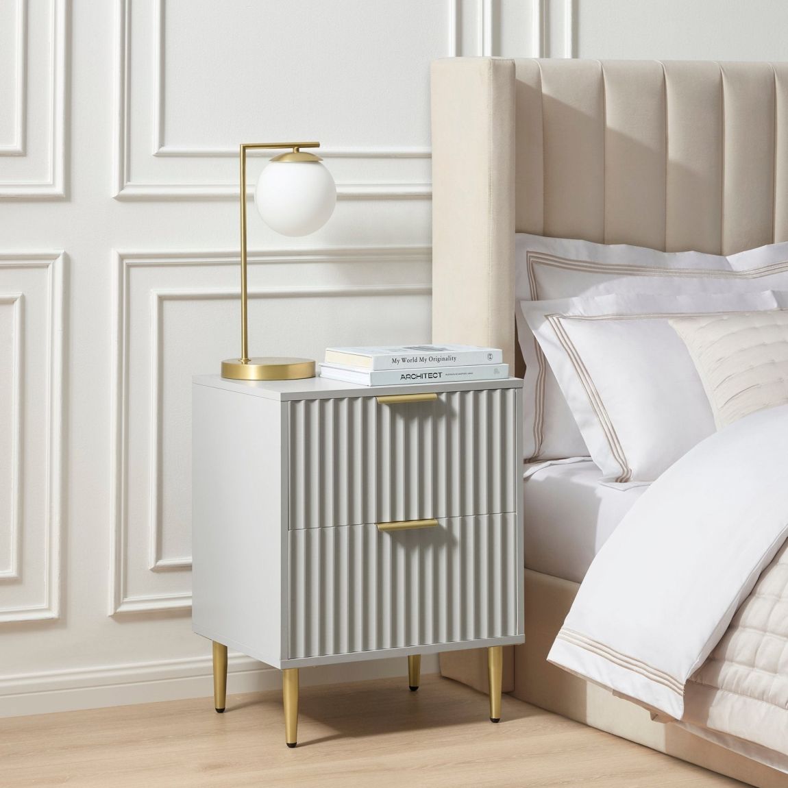 Evie 2 Drawer Bedside Table - Grey main product photo