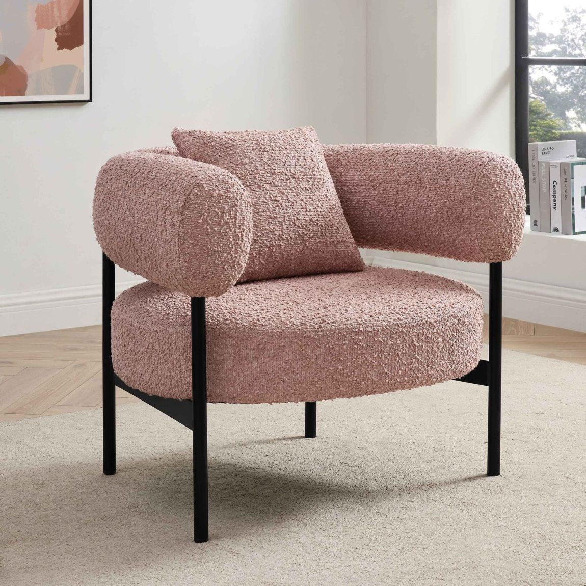 Sabrina Accent Chair - Boucle Pink main product photo