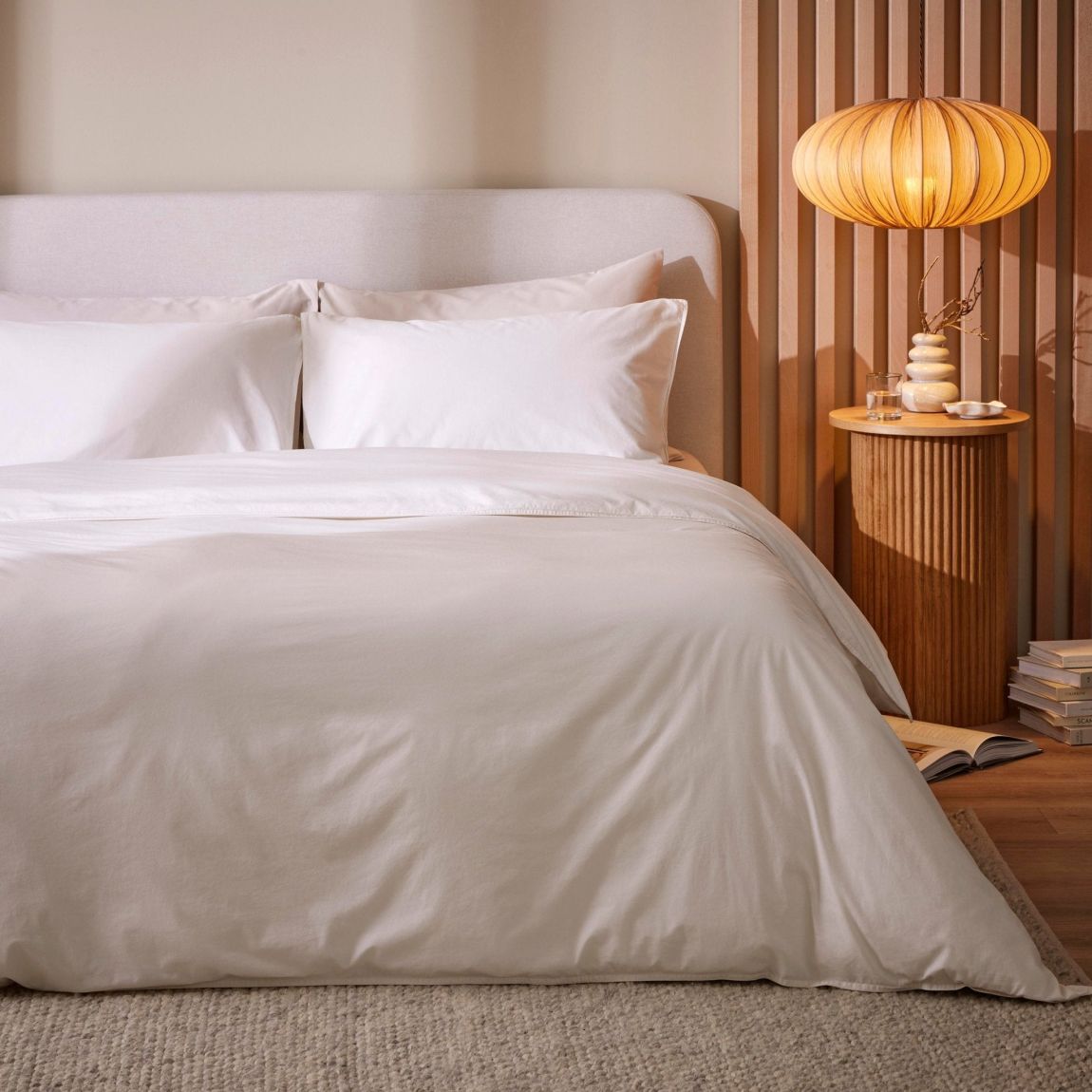 Washed Cotton 200TC Duvet Cover Set - Off White - Double main product photo