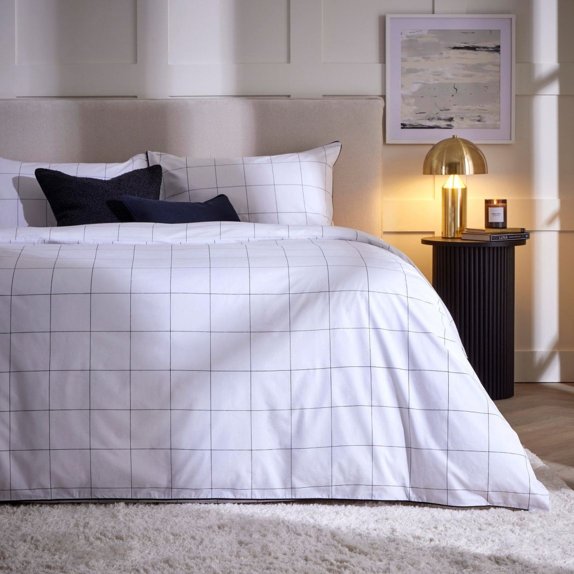 Bergen 200TC Duvet Cover Set - White/Black - Super King main product photo