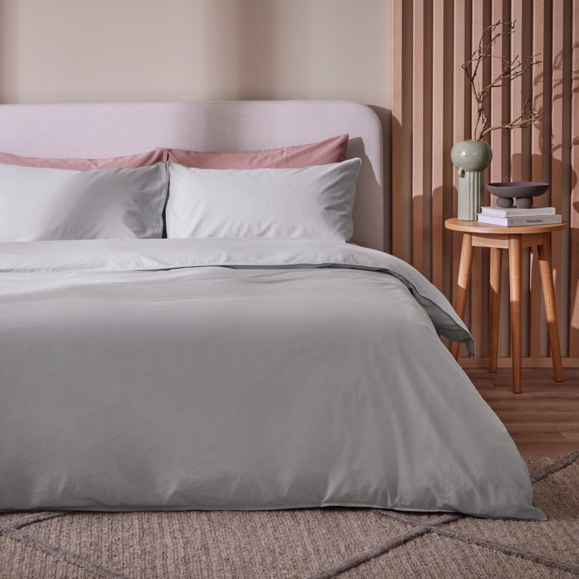 Washed Cotton 200TC Duvet Cover Set - Dove Grey - Double main product photo