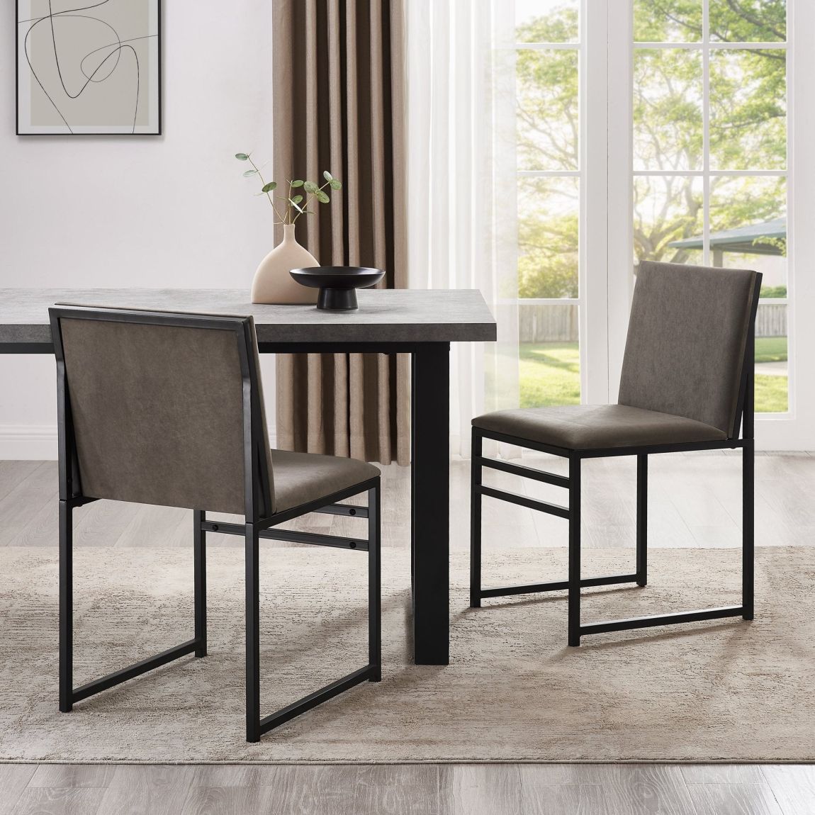 Rae Set of 2 Dining Chairs - Velvet - Dark Taupe main product photo