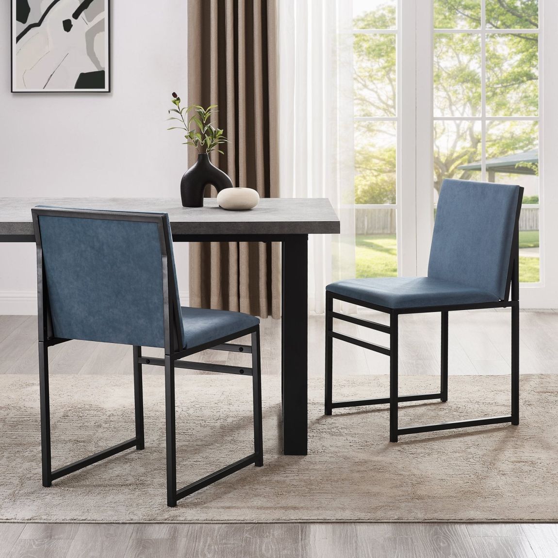 Rae Set of 2 Dining Chairs - Velvet - Blue main product photo
