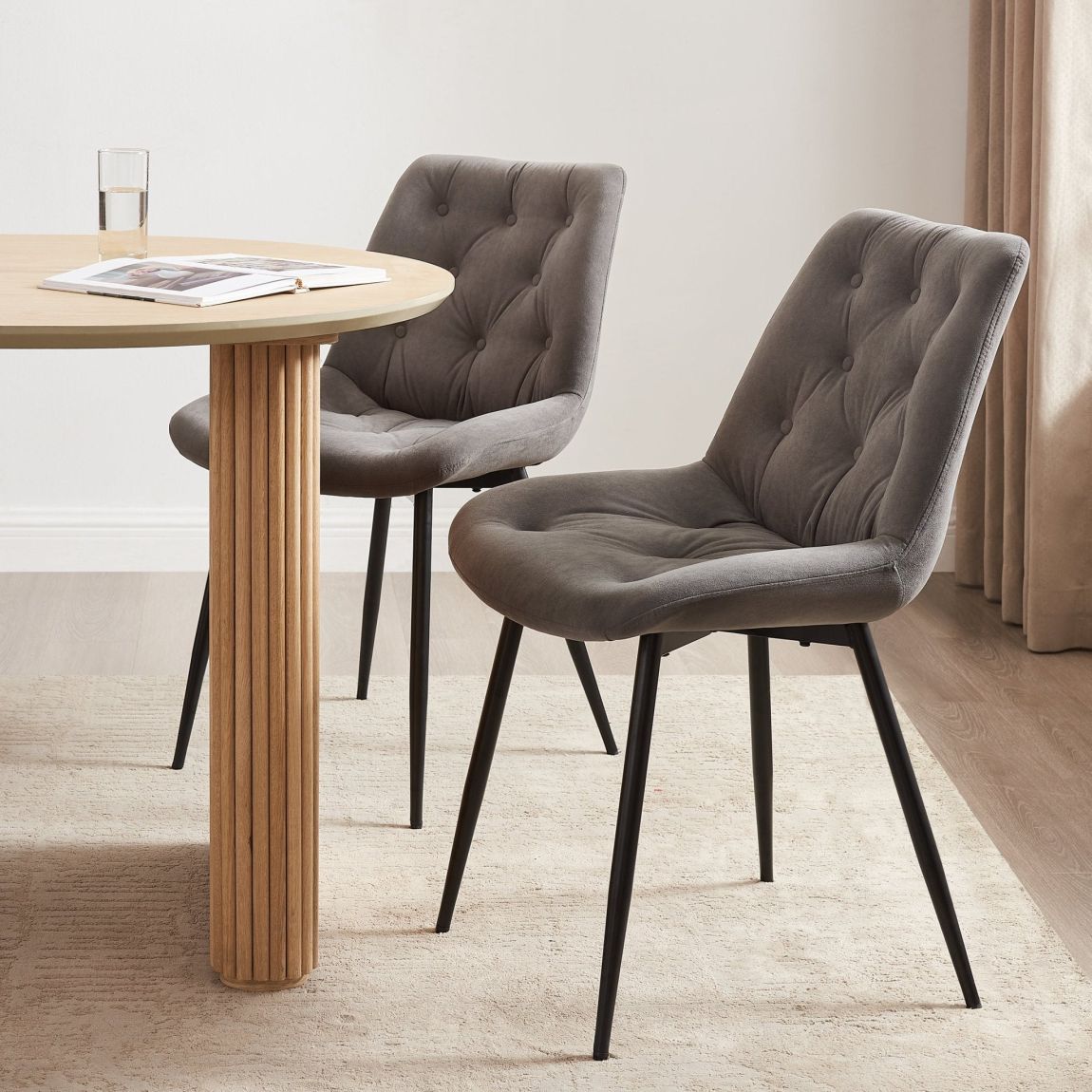 Millie Set of 2 Dining Chairs - Velvet - Taupe main product photo
