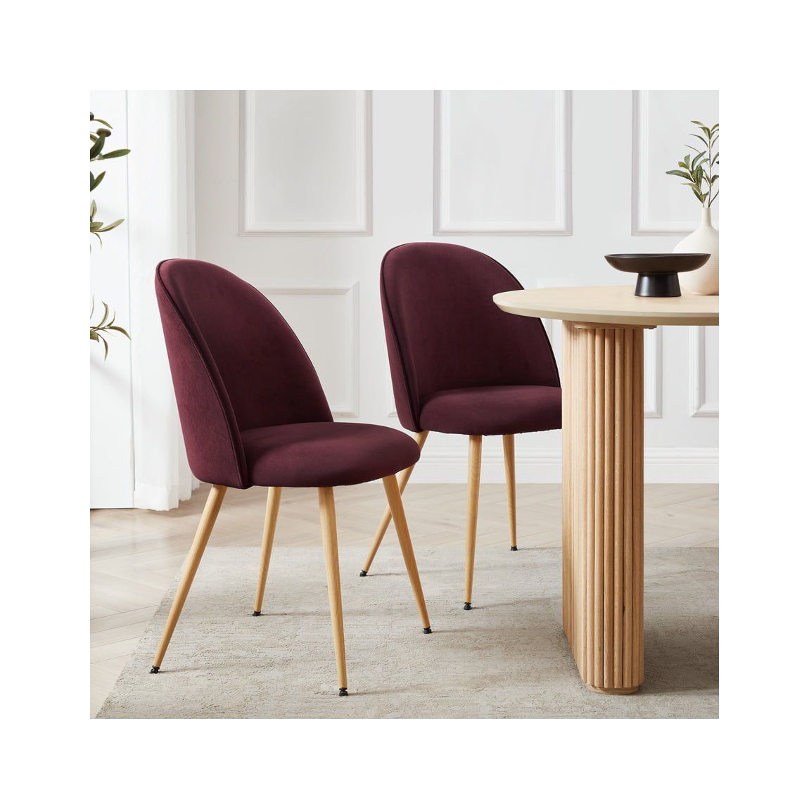 Iris Set Of 2 Dining Chairs - Berry/Natural main product photo