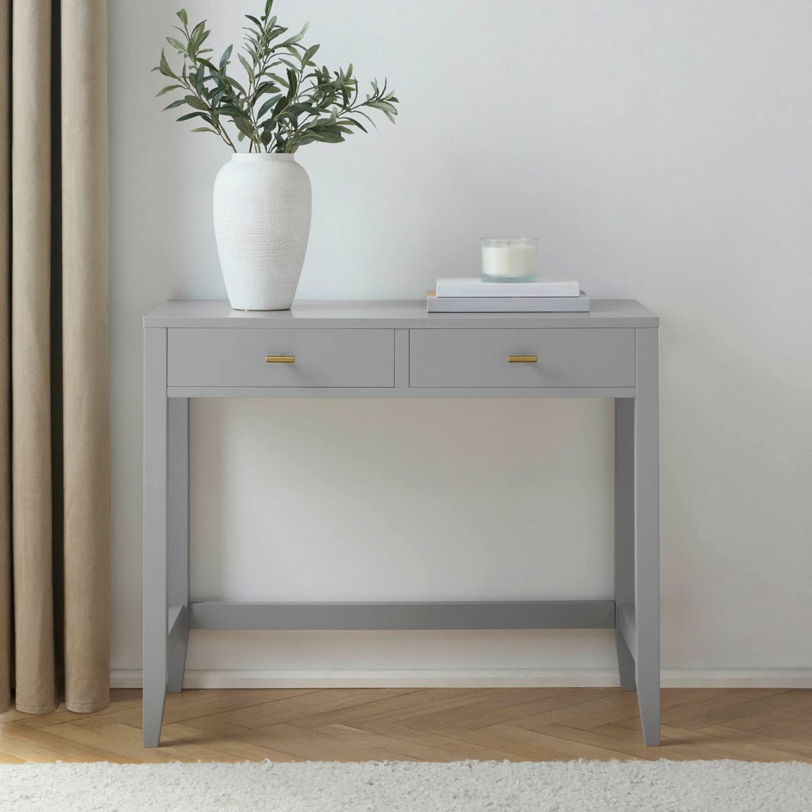 Poppy Dressing Table Console - Grey - Brushed Gold Handle main product photo