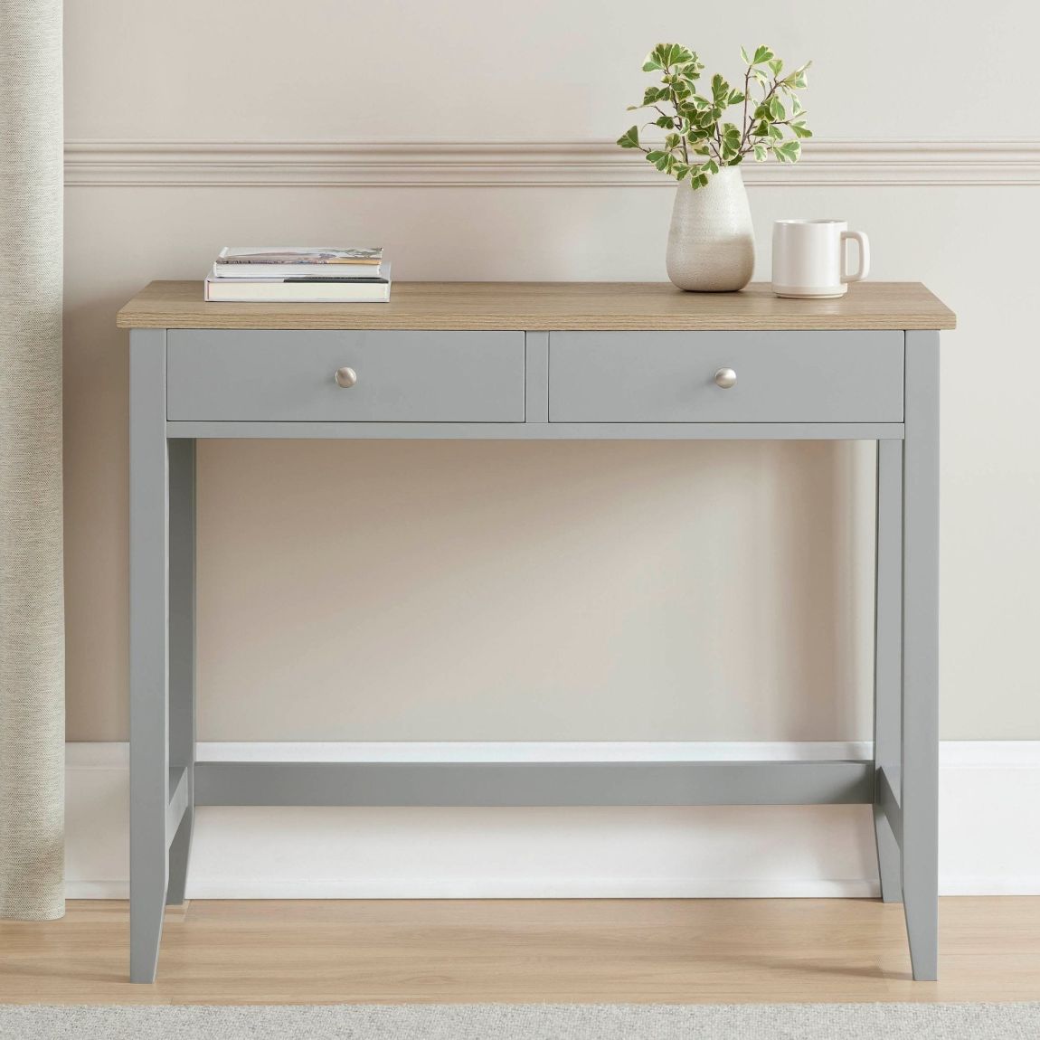 Nell Dressing Table Console - Grey - Brushed Silver Handle main product photo