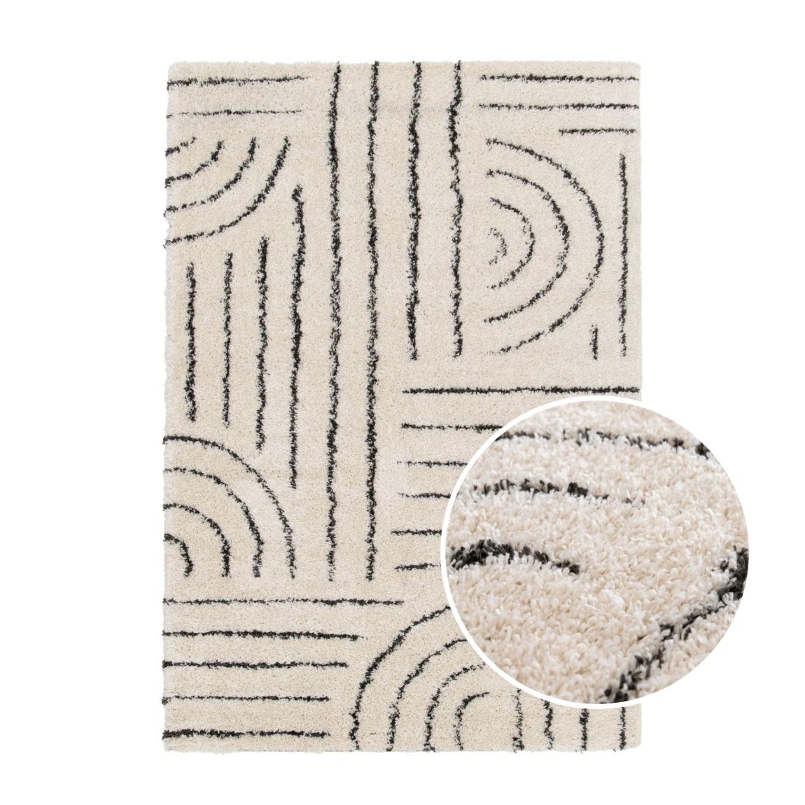 Nia Stripe Rug - White/Black - 160x230cm main product photo