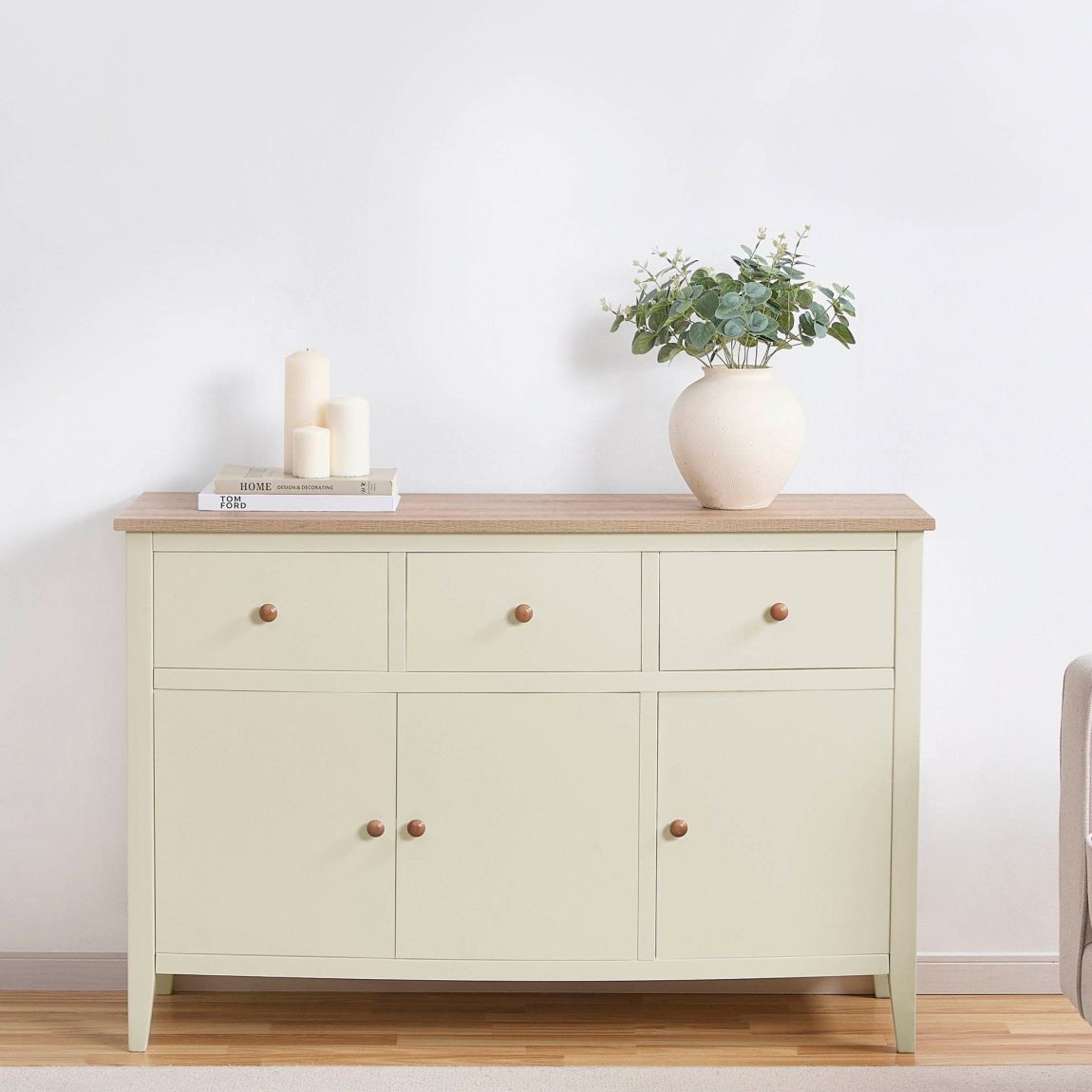 Nell Large Sideboard - Cream - Brushed Silver Handle main product photo