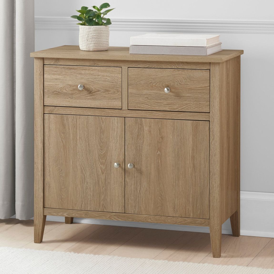 Nell Small Sideboard - Wood - Brushed Silver Handle main product photo