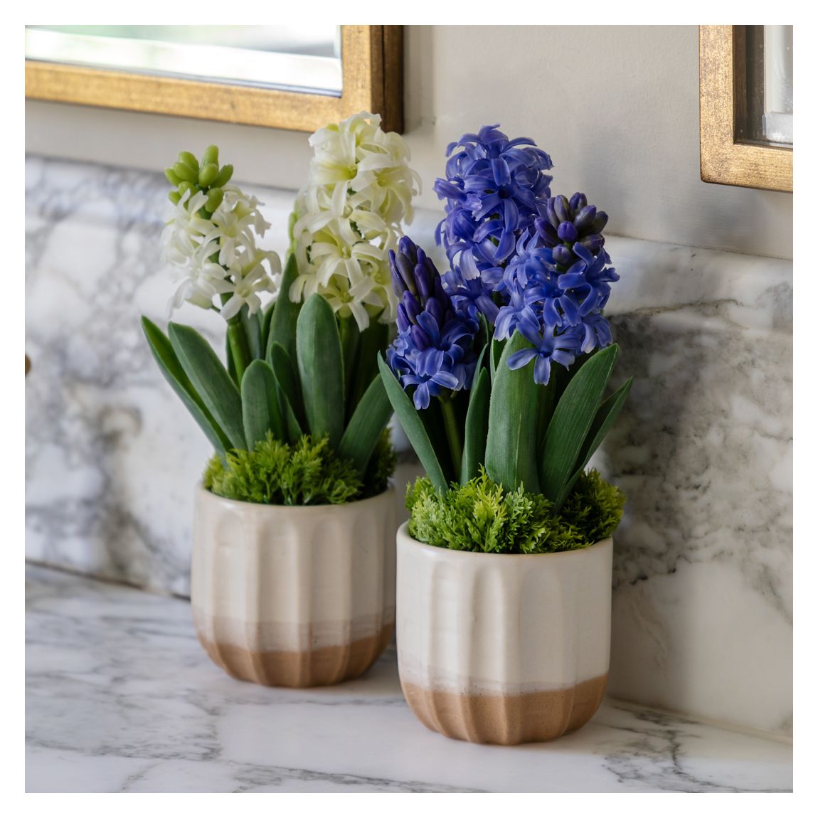 Set of 2 Spring Purple Hydrangeas in Ceramic Pots main product photo