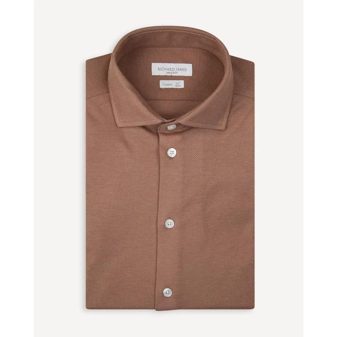 Richard James Tailored Fit Beige Textured Weave Shirt - Exclusive Shirt Bundle Offer main product photo