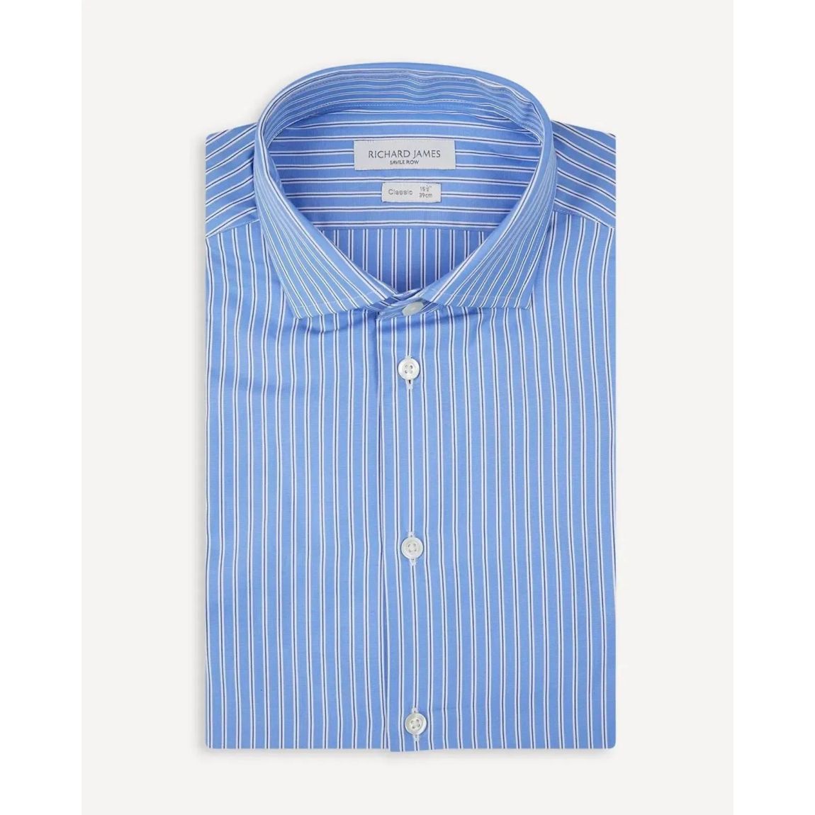 Richard James Tailored Fit Blue City Stripe Shirt - Modern Elegance main product photo