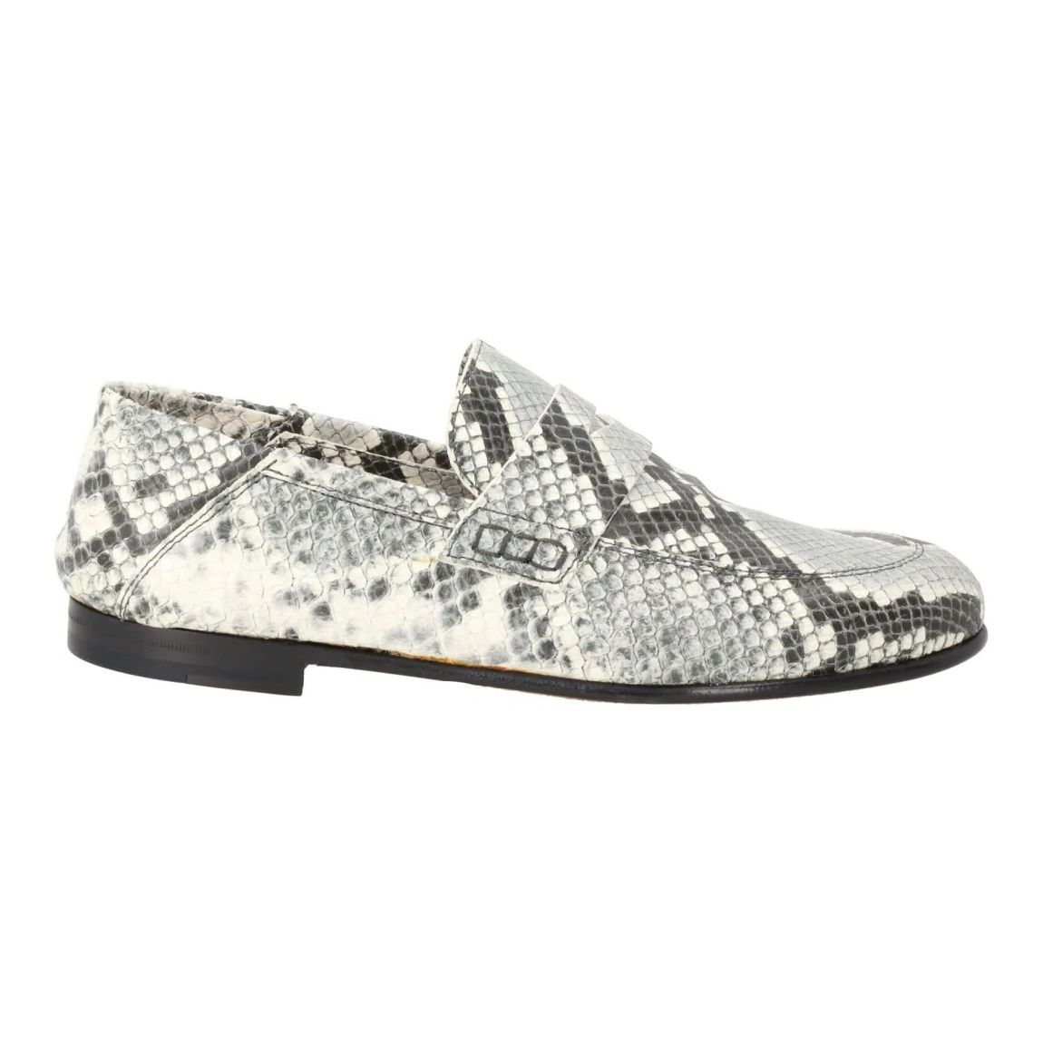 HARRY'S OF LONDON Women's Edward Snakeskin Moccasin Shoes in White/Black main product photo