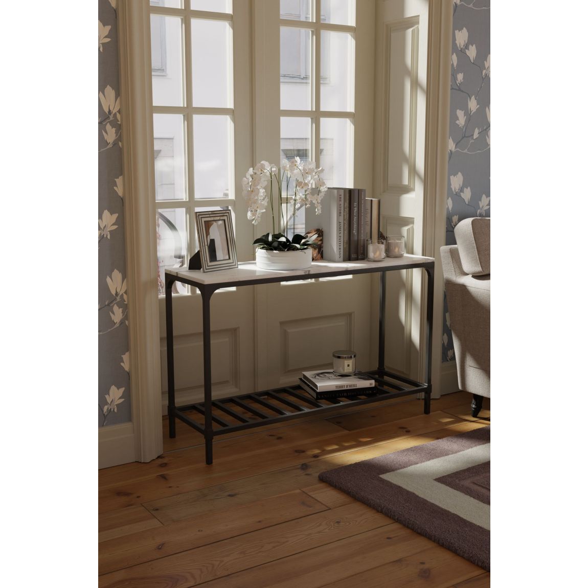 Brynford White Marble Console Table main product photo