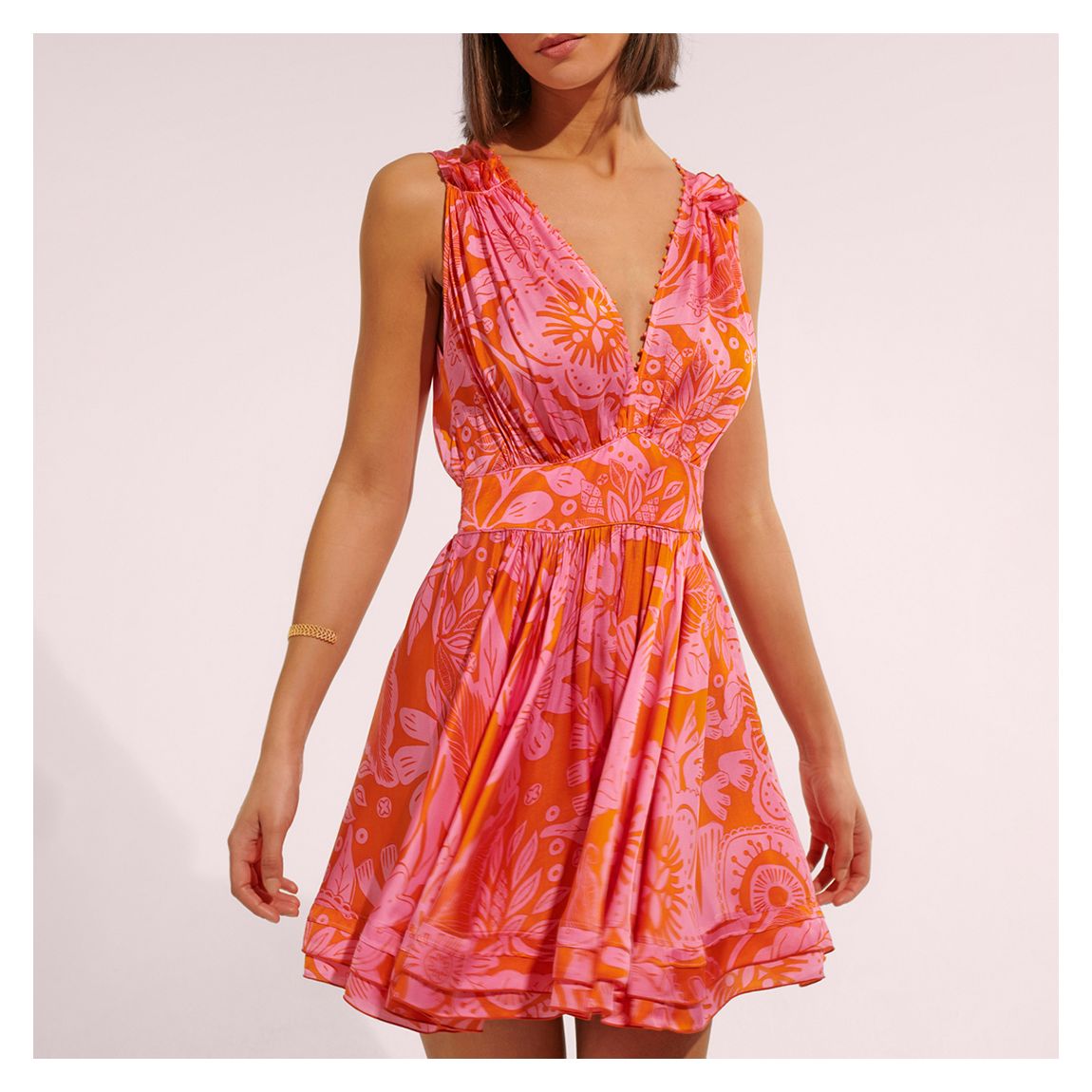 MINI DRESS BESSIE VS PINK GAUGUIN VISCOSE SATIN L main product photo