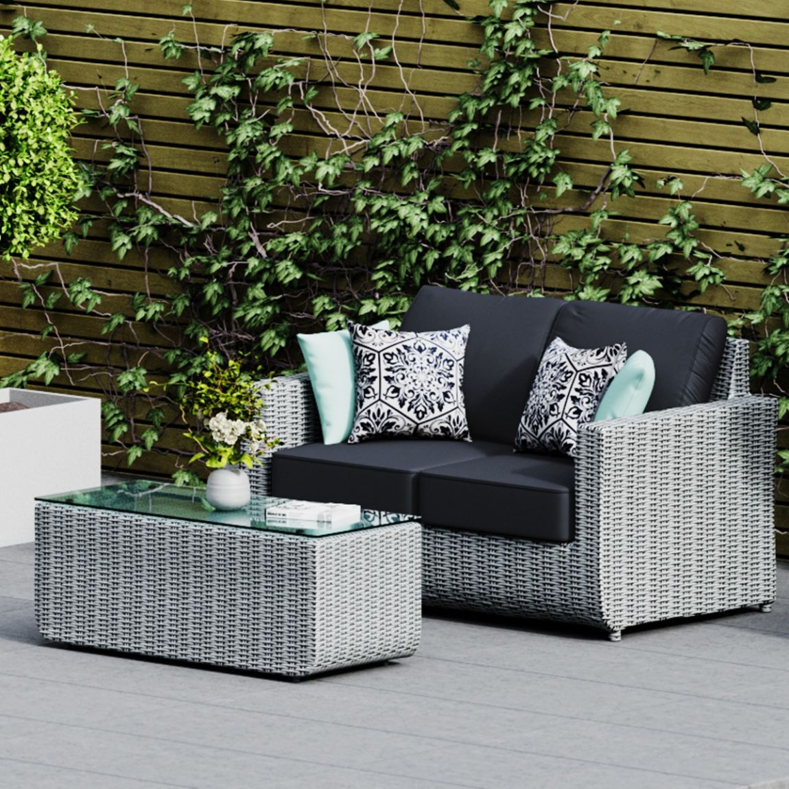 Primo 2 Seat Sofa Set - Light Grey main product photo