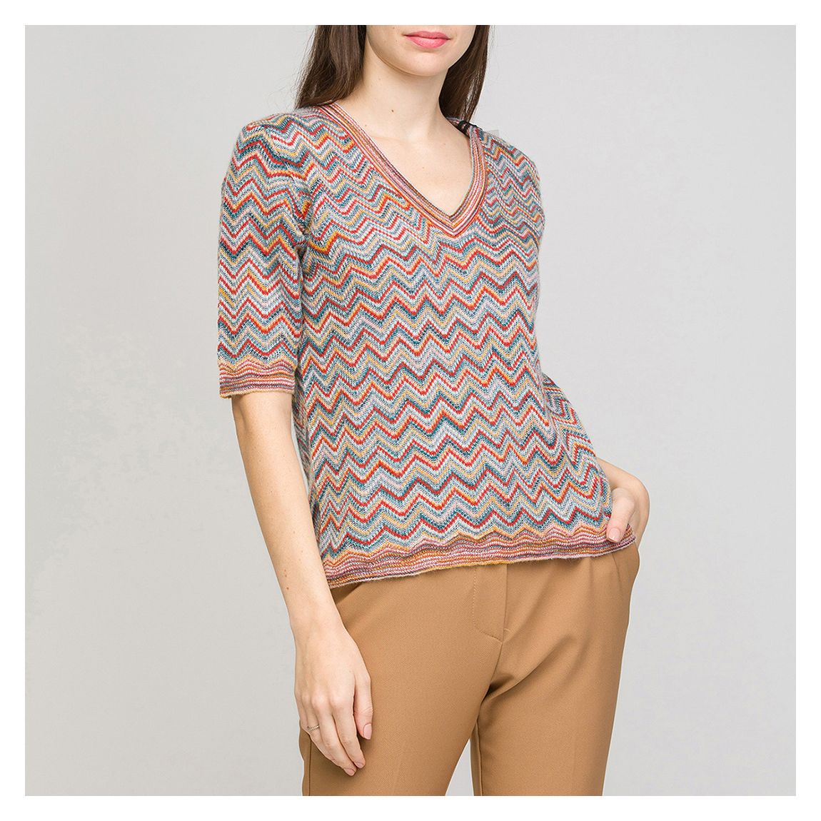 Multi Zig Zag Mohair Blend Knit Top main product photo