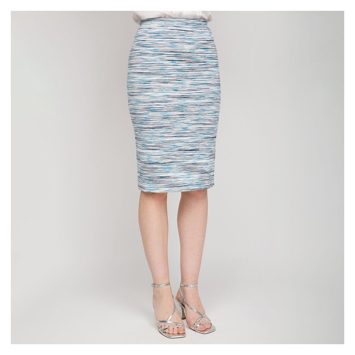 Blue Stripe Knee Length Skirt main product photo