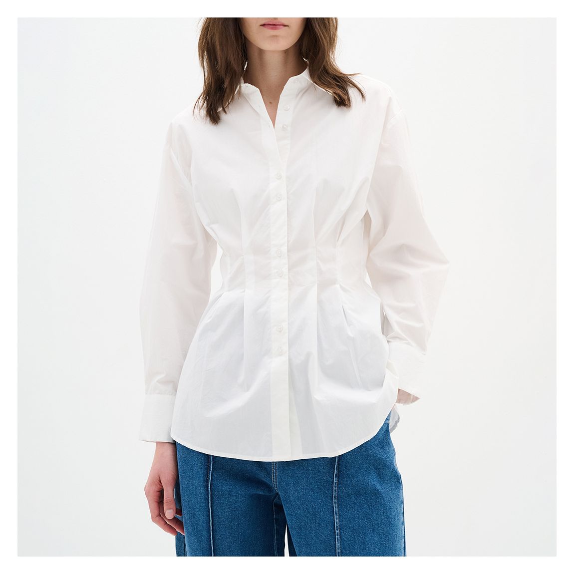 White Merlissa Fitted Waist Shirt main product photo