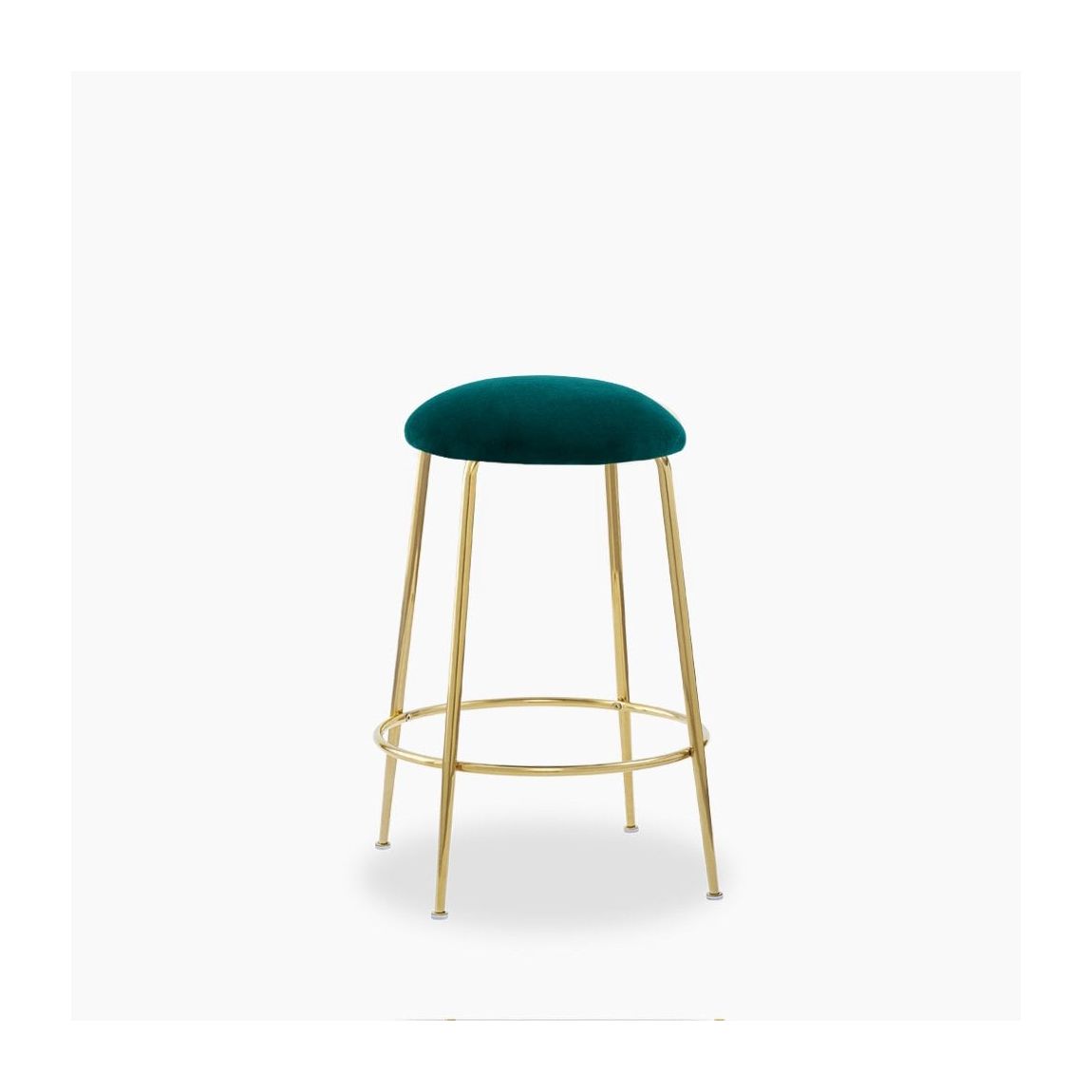 Regent Kitchen Stool, Teal Sustainable Velvet & Brass main product photo