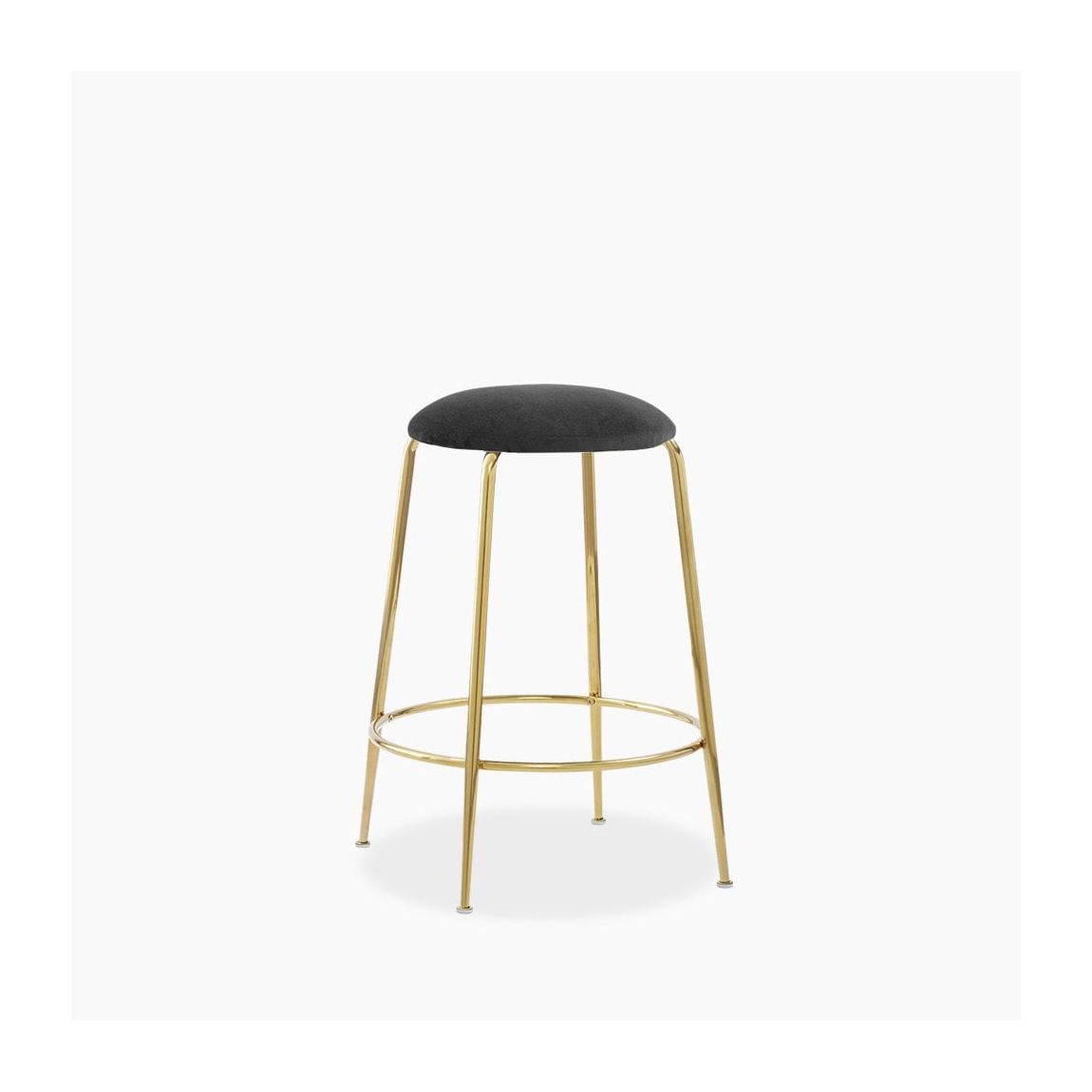 Regent Kitchen Stool, Grey Sustainable Velvet & Brass main product photo