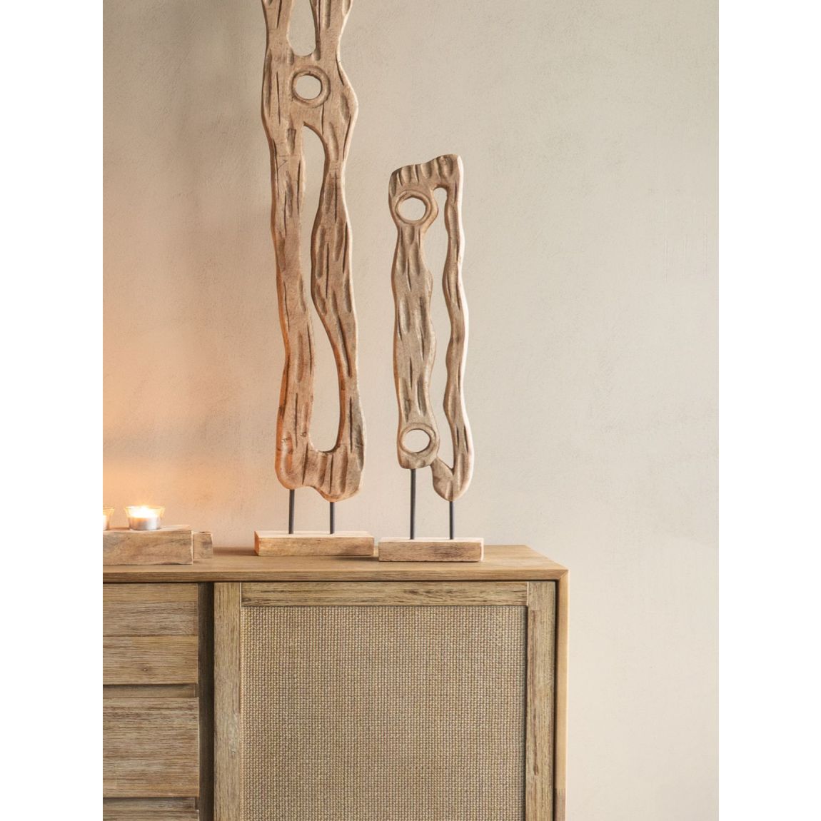 Carved Wood Textured Sculpture Small main product photo