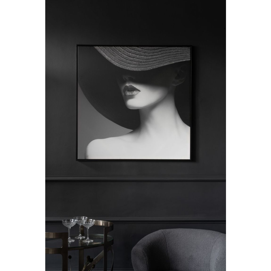 Lady in Hat Framed Canvas 100x100cm main product photo