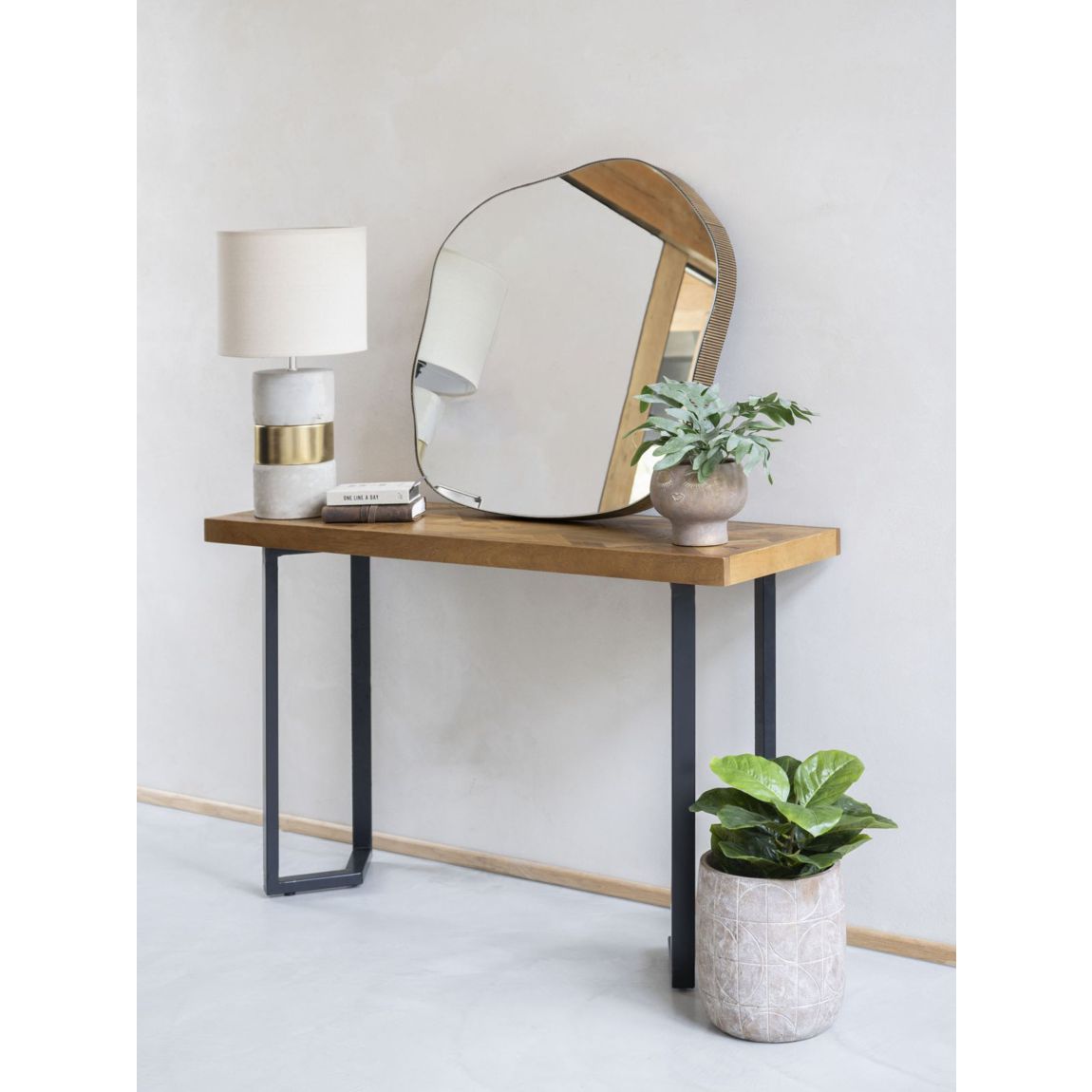 Marston Geometric II Wooden Hall Console Table Small main product photo