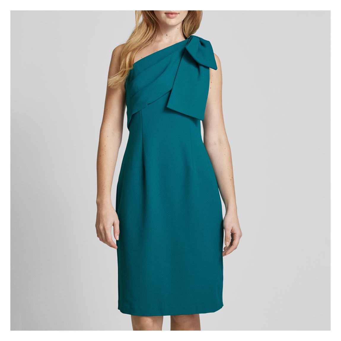 Tempo Teal Asymmetric Bow Dress main product photo